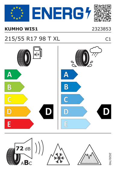 Pneus Kumho WinterCraft ice Wi51 215/55 R17 98T