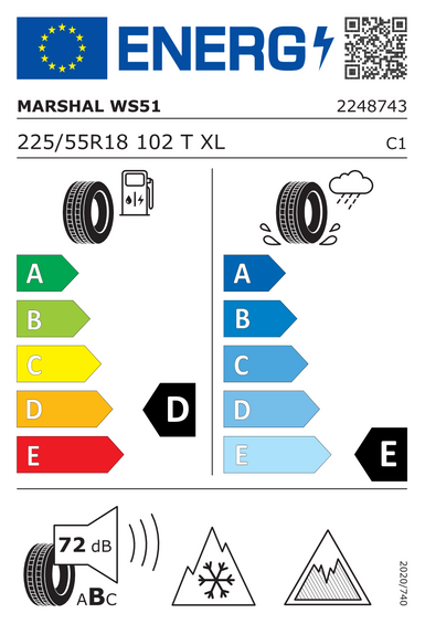 Pneus Marshal WinterCraft ice WS51 225/55 R18 102T