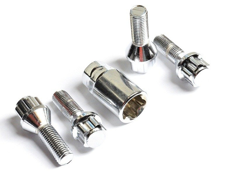 Security bolts for aluminum rims M14x1.25 / 28mm / cone / chrome / K17/19