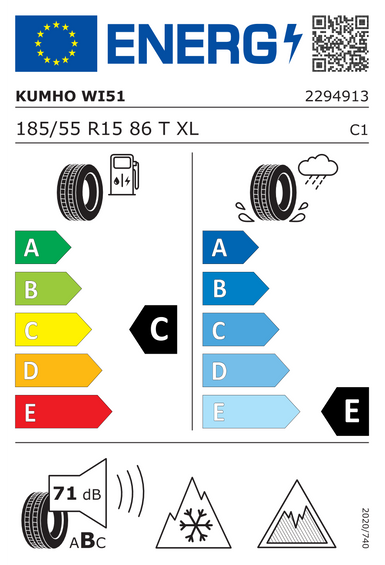 Pneus Kumho WinterCraft ice Wi51 185/55 R15 86T