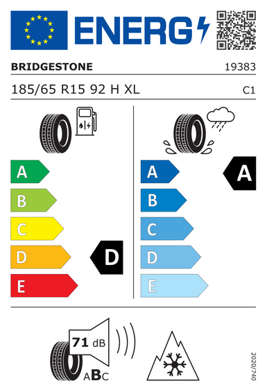 Neumáticos Bridgestone WEATHER CONTROL A005 DRIVEGUARD EVO XL RFT 185/65 R15 92H
